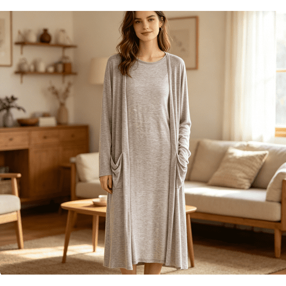 APEXFWDT Women's Lightweight Cardigan for Spring Summer Long Sleeve Open Front Solid Kimono Cover Up for Women Casual Maxi Dusters