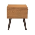 thumbnail image 4 of Coco Rustic Single Drawer Oak Wood and Leather Nightstand, 4 of 6