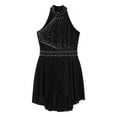 thumbnail image 7 of Aiihoo Girls Shiny Lyrical Dance Dress Sleeveless Halter Neck Leotard Wrap Skirt Modern Jazz Ballet Dress Black 6, 7 of 7