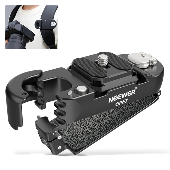 Neewer Backpack Camera Clip Mount with Square QR Plate, Upgraded Safety Latch, Quick Release Camera Belt Clip Backpack Strap Compatible with Peak Design PD QR System Canon Nikon Sony DSLRs, GP67