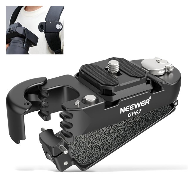 Neewer Backpack Camera Clip Mount with Square QR Plate, Upgraded Safety Latch, Quick Release Camera Belt Clip Backpack Strap Compatible with Peak Design PD QR System Canon Nikon Sony DSLRs, GP67