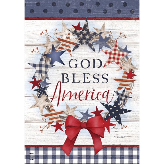 Briarwood Lane Everyday 4th of July House Flag 40x28 For Outdoor American Wreath For 4th of July House Flag