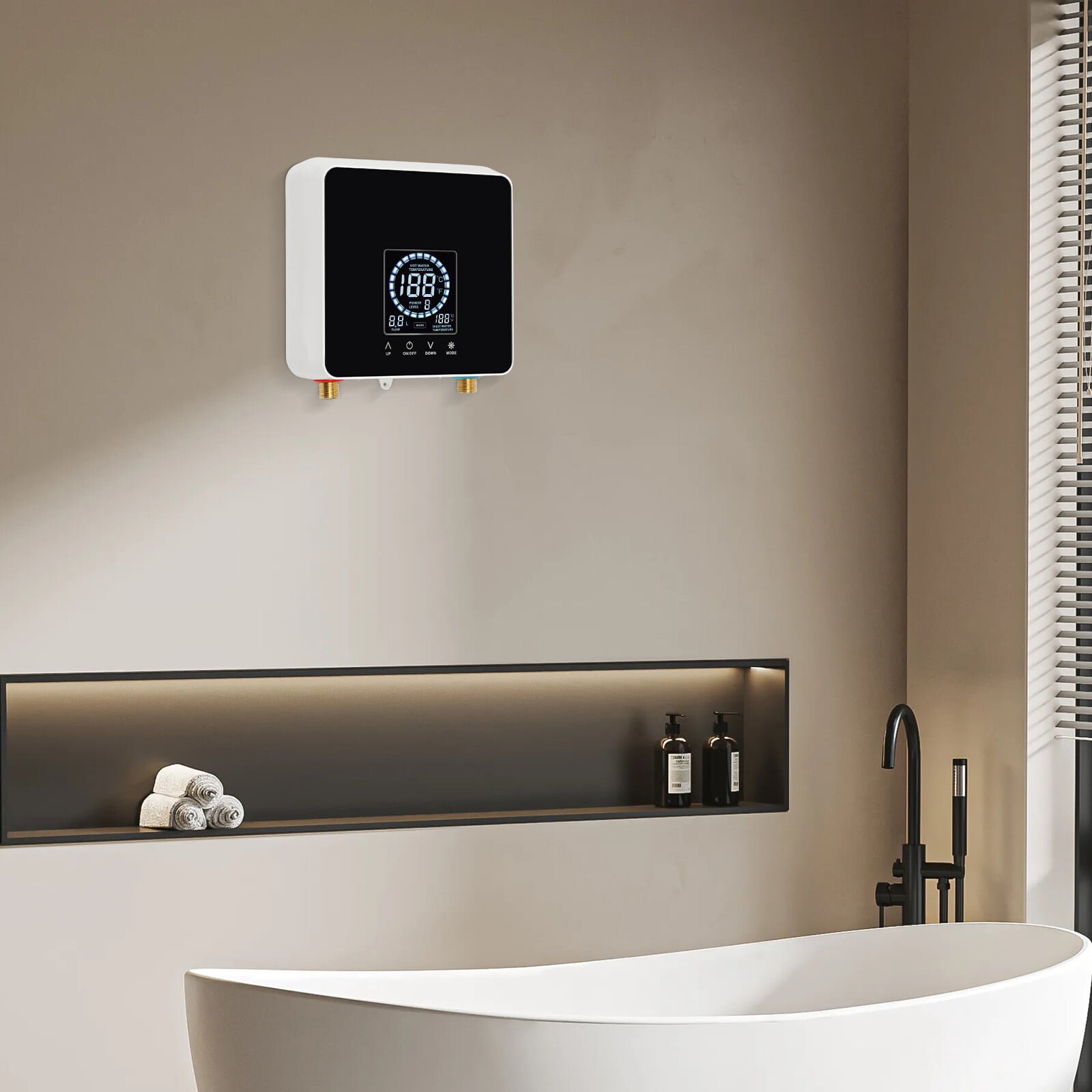 5500W 110V Wall Mounted Rectangular Tankless Hot Water Instant Heater Electric Shower Kitchen Boiler Bath