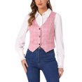 thumbnail image 1 of CHALECO SIN MANGAS A CUADROS CON CINTURA AJUSTADA Y BOTONES EN V DE LAS MUJERES CHIC INSPIRADOR M ROSA, 1 of 6