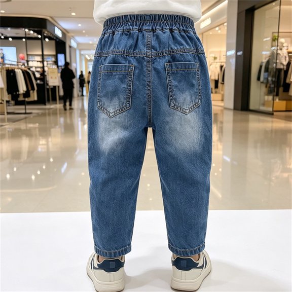 Ulitacool Pants For Boy 6-7 Years Straight Leg Lightweight Loose Fit Summer Pants Breathable Trousers Easy Comfort And Everyday Wear Blue