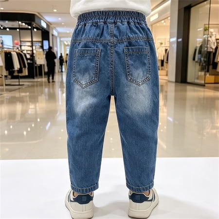CAIVO Child Lightweight Boys Loose Fit Summer Pants With Cute Bear Embroidery For Kids Breathable Straight Leg Trousers Easy Comfort And Everyday Wear Cozy Solid Color Streetwear