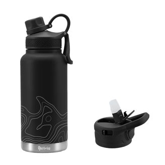 POYAKU Insulated Stainless Steel Water Bottle - 64oz, Wide Mouth, 3 Lids, Leak Proof, Keeps Drinks Cold 24hr/Hot 12hr (Indigo Crush)