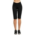 thumbnail image 2 of TheLovely Women & Plus Soft Cotton Active Stretch Outseam Workout Capri Shorts with Wide Wastband (21" Knee Length Shorts), 2 of 4