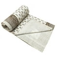 thumbnail image 3 of Hand Block Kantha Quilt Cotton Indian Bedspread Handmade Bedding Blanket Throw Single Size, 3 of 5