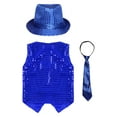 thumbnail image 4 of inhzoy Kids Boys Girls Jazz Hip-Hop Dance Dazzled Jacket Shiny Sequins Vest Royal Blue-A 80, 4 of 5