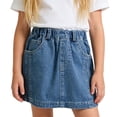 thumbnail image 2 of Girls Denim Skirt Summer Lightweight Casual A-Line Skirt with Stretch Waistband for Toddler Kids Daily Wear (Blue/100), 2 of 8