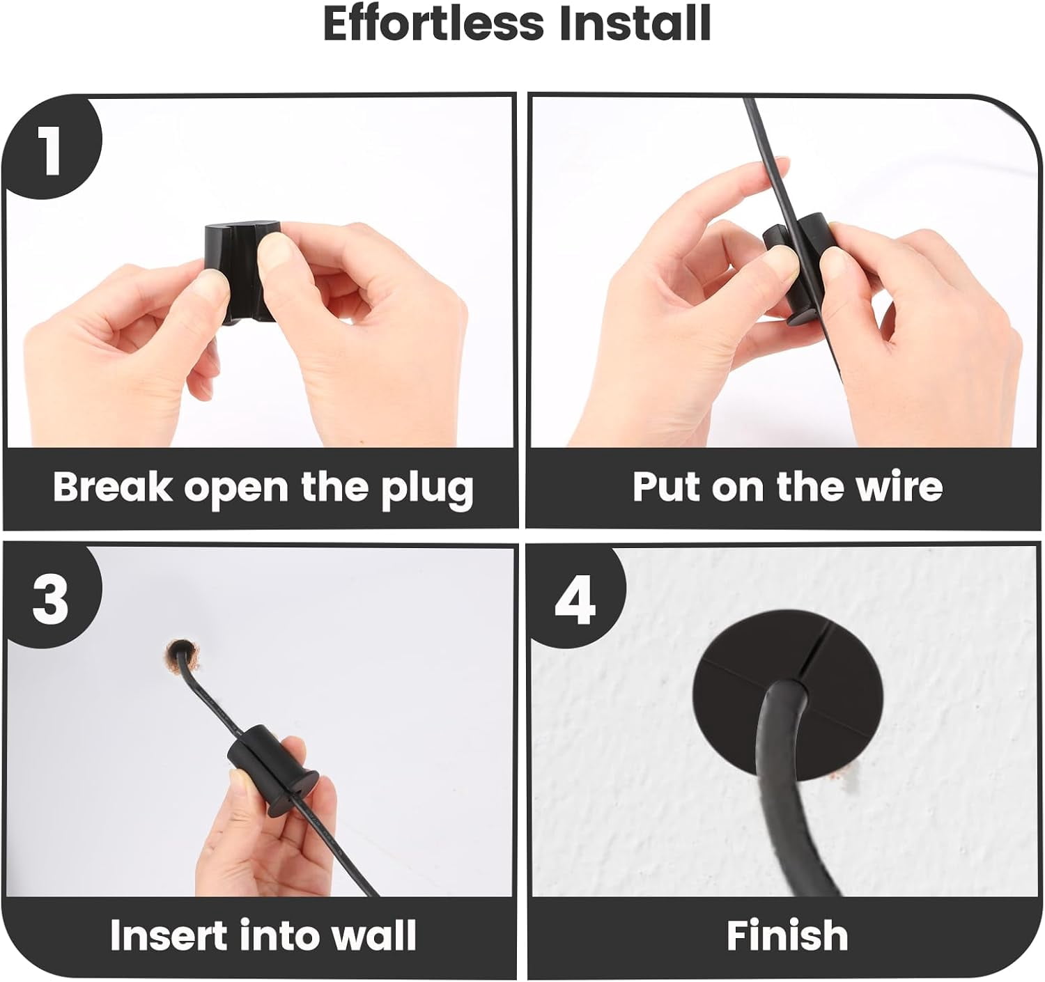 Wall Grommet, Silicone Cable Routing Kit for Wall Hole, Cable Routing Kit for Starlink, Silicone Mounting Kit Hole Feed-Through for Starlink Cable Grommet, black-8pc