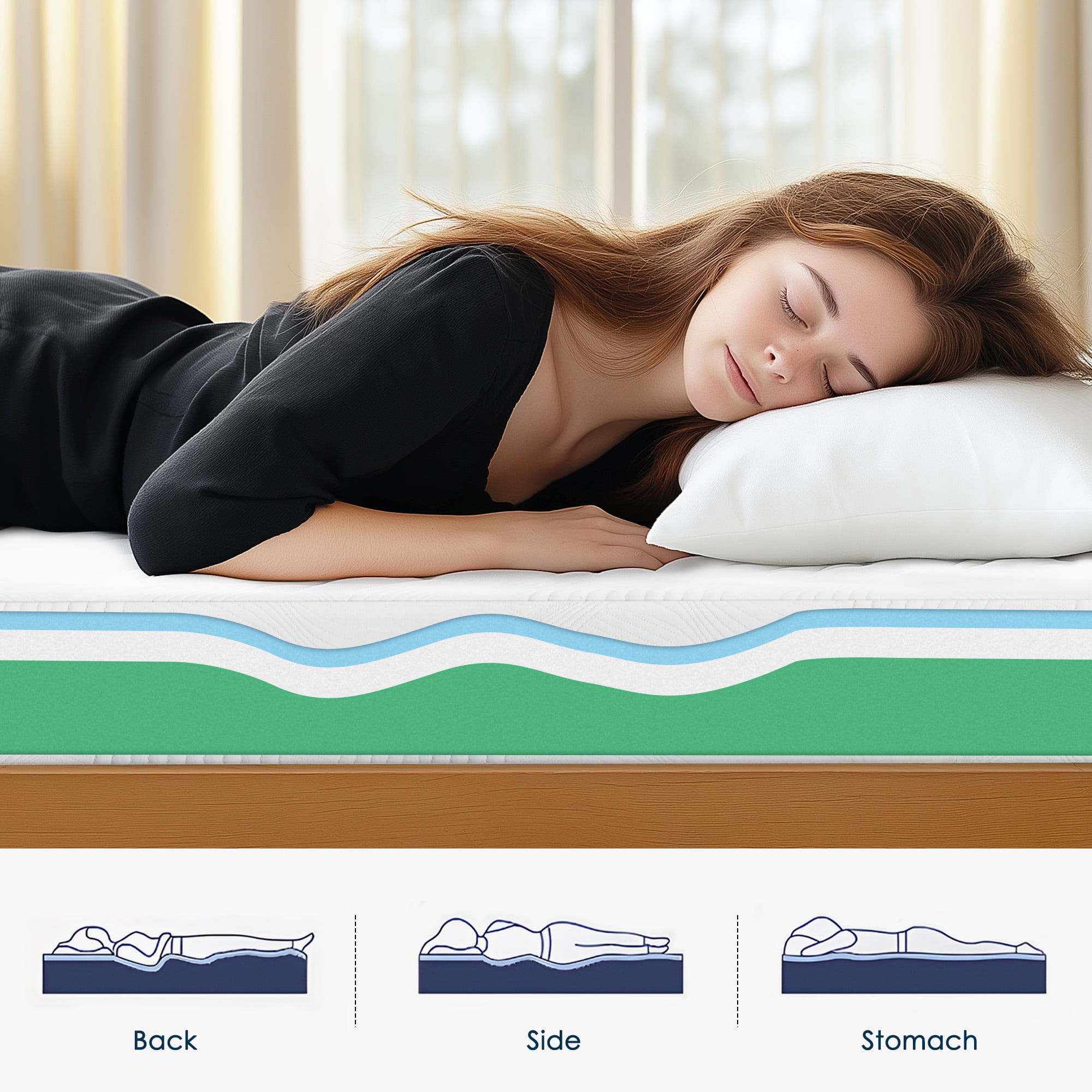 Twin Matrress, 10 Inch Hybrid Mattress, Medium Firm Mattress with Individual Pocket Spring&High Density Supportive Foam, Motion Isolation Mattress, Fiberglass Free Mattress in a Box, CertiPUR-US