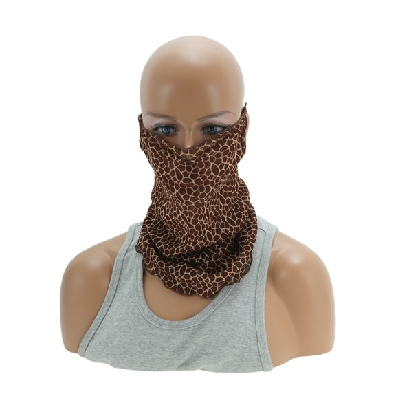 Unique Bargains 1 Pc Neck Gaiter Texture Pattern Earloop Scarf Mask Bandana Brown