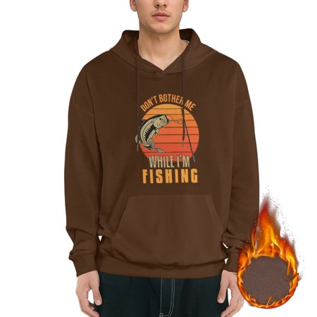 Pngtree Don't-bother-me-while-i-am-fishing Graphic Hoodies for Men Letter Print Long Sleeve Casual Streetwear Pullover Sweatshirt with Pocket mens Ecosmart Hoodie,Coffee 3XL