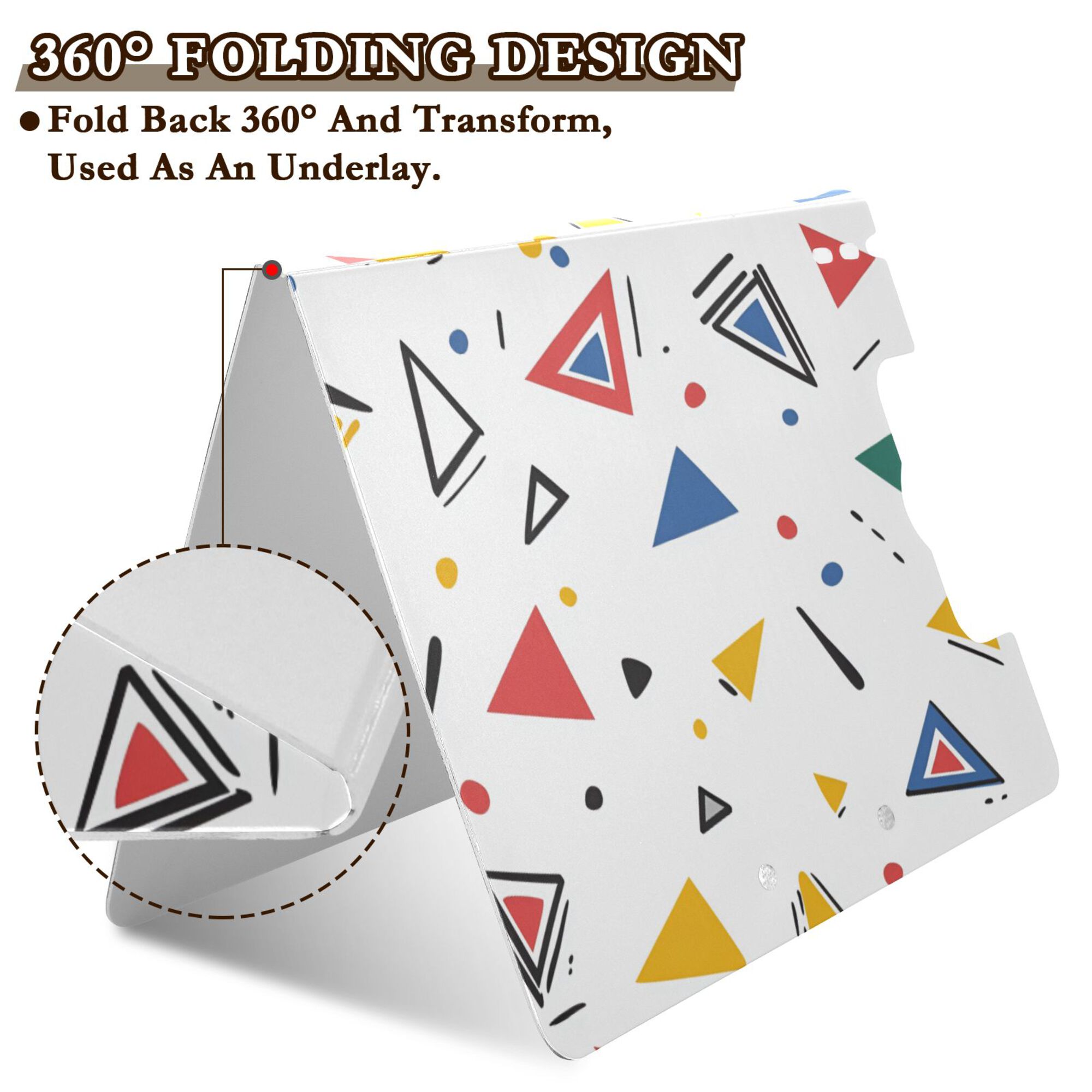FORMRS A4 Clipboard Folder with Pen Holder Horizontal Foldable School Office Binder, Colorful Geometric
