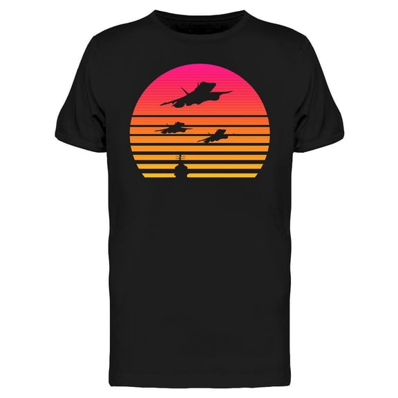 Aircraft Retro Wave Sunset T-Shirt Men -Image by Shutterstock, Male Medium