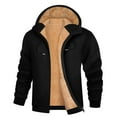 thumbnail image 6 of YOIAVAIOY Men Sherpa Lined Hoodies Full Zip Fleece Hooded Sweatshirt Thick Thermal Outdoor Jacket with Zipper Pockets Black M, 6 of 9