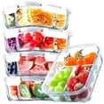 thumbnail image 1 of Paquete de 5 recipientes de vidrio para preparación de comidas, juego de 3 compartimentos, recipientes herméticos de vidrio para almuerzo, recipientes de almacenamiento de alimentos con tapas, 1 of 4