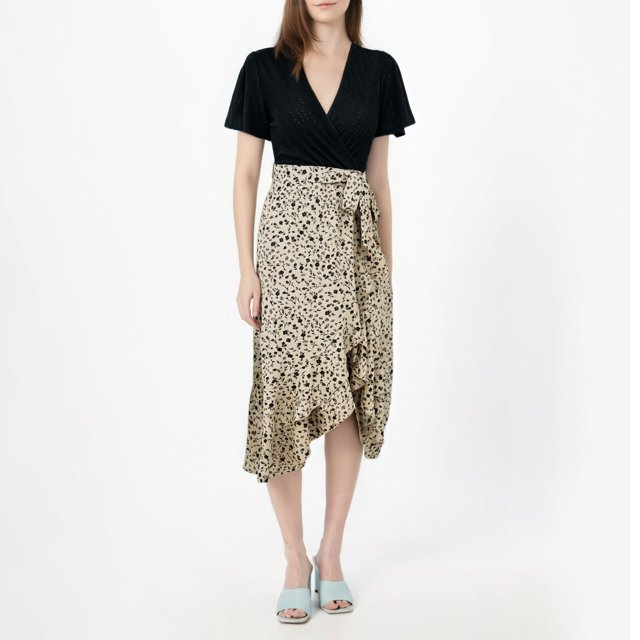 WILLBEST Vestidos Casuales Para Mujer Verano Elegante Vestido De Verano Con Cuello En V Y Manga Corta Con Bloques De Color Para Mujer, Vestido De Moda Para Ocasiones Casuales O Formales