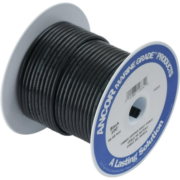 108010 Tinned Copper Wire, 10 AWG (5mm2), Black - 100ft