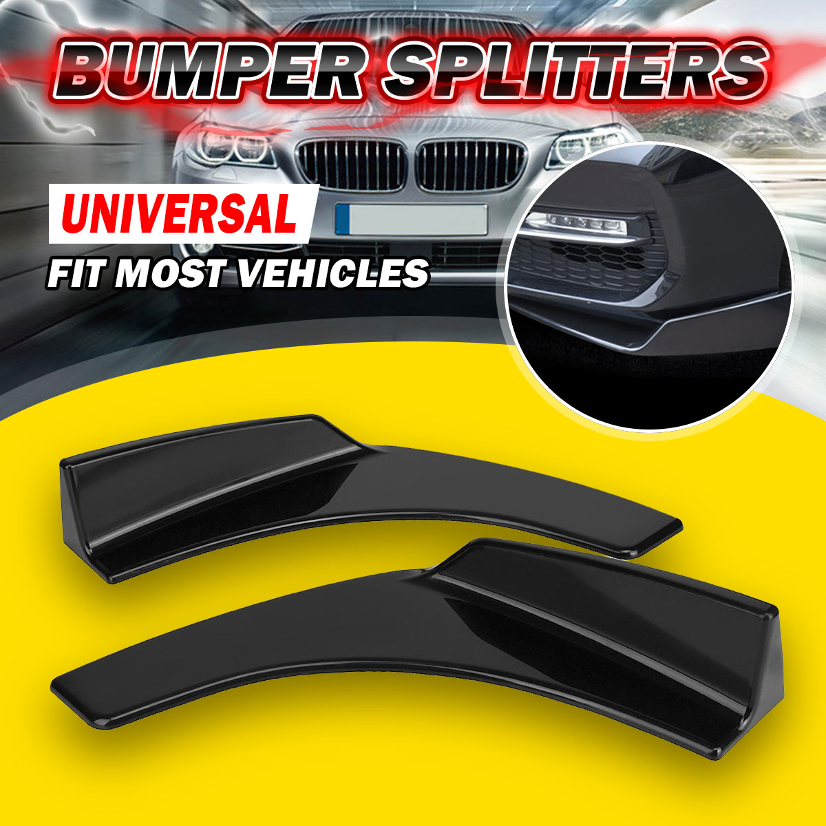 2Pcs Universal Front Deflector Car Auto Spoiler Splitter Diffuser