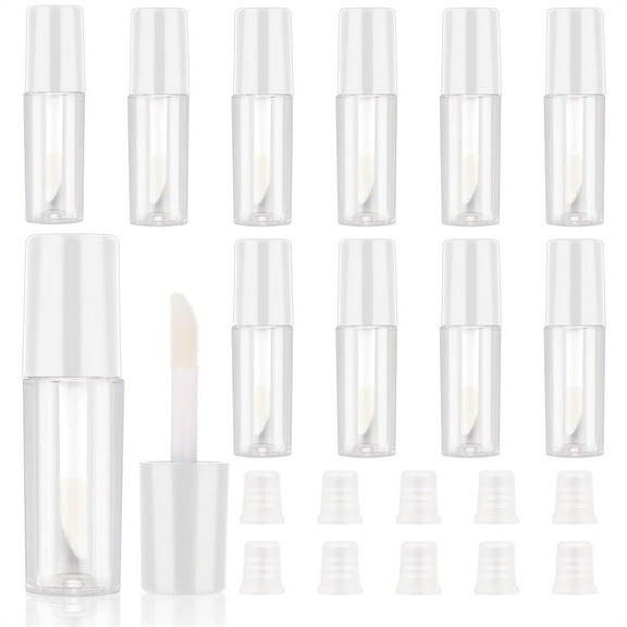Tutuviw Empty Lip Gloss Tubes With Wand,10 Pcs 1.2ml Clear Mini Refillable Lip Gloss Containers,Lip Gloss Bottles,Lip Balm Bottles For Lipstick Samples,Diy Makeup Lipgloss Making Kit (White Tube Cap)