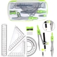 thumbnail image 2 of Juego de compás de dibujo, compás profesional de matemáticas para geometría, 10 piezas de papelería escolar, brújula, lápices, exámenes, reglas, lápiz, borrador, sacapuntas, 2 of 5
