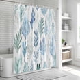 thumbnail image 6 of Blue Green Botanical Bathroom Shower Curtains with 12 Hooks Polyester Waterproof Shower Curtain for Stalls and Bathtubs Retro Summer Watercolor Leaf Plant Decorative Bathroom Curtain 36x72 Inches, 6 of 8