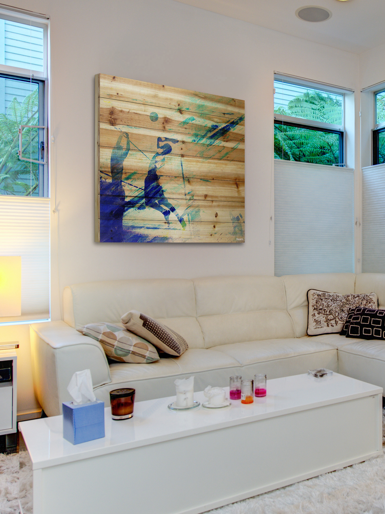 "Dusk Volleyball" Painting Print on Natural Pine Wood