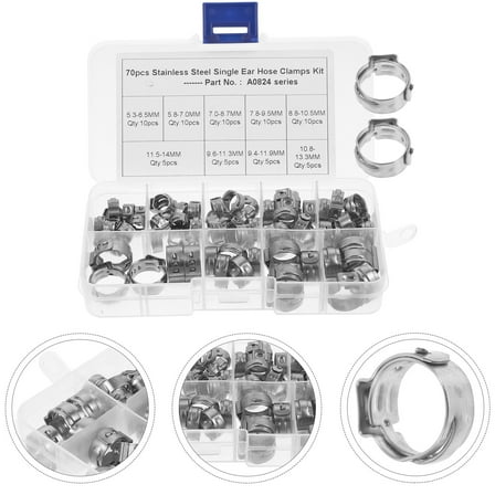 OFFIGAM 70Pcs Professional Stainless Steel Pinch Clamp Tool with Crimp for Secure Hose Connections