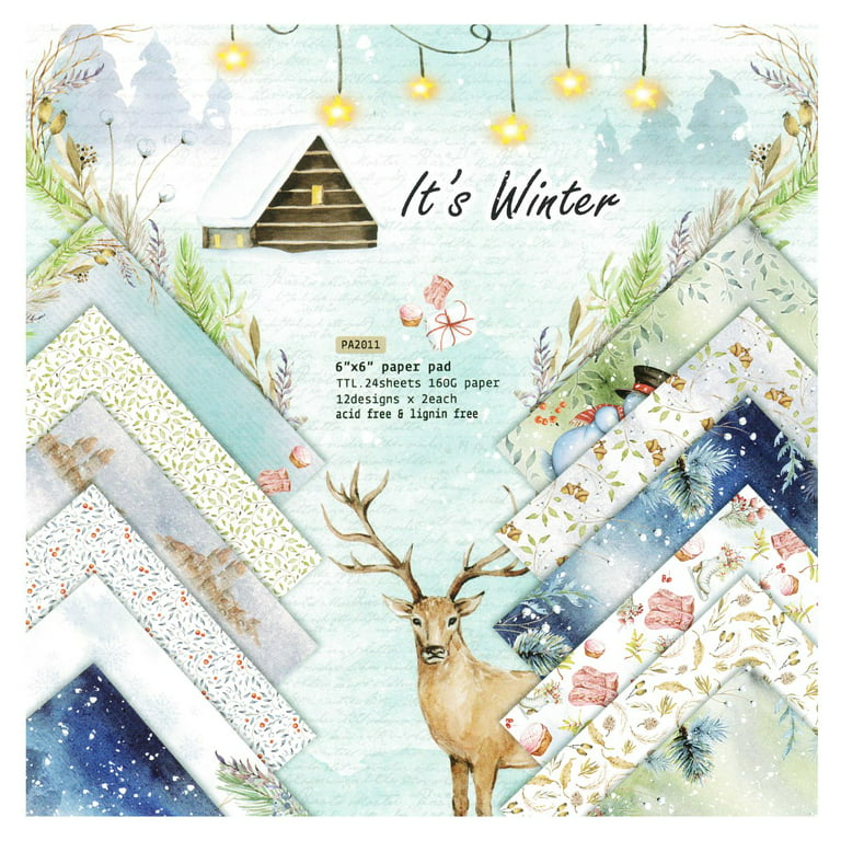 Wrapables 6x6 Decorative Single-Sided Scrapbook Paper for Arts & Crafts  Projects, Scrapbooking, Card-Making, Snowy Winter Theme