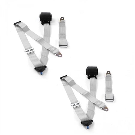 SafeTBoy Airplane 3 Point Gray Retractable Bucket Seat Belt Kit with 2 Belts for 1985-1992 Jeep Comanche