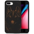 thumbnail image 1 of Case Yard Wooden Case for iPhone-8-Plus Soft TPU Silicone cover Slim Fit Shockproof Wood Protective Phone Cover for Girls Boys Men and Women Supports Wireless Charging Siberian Husky Design, 1 of 7