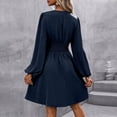 thumbnail image 6 of Women's Elegant Dress V Neck Long Sleeve High Waist Swing Prom Cocktail Short Dresses, 6 of 9