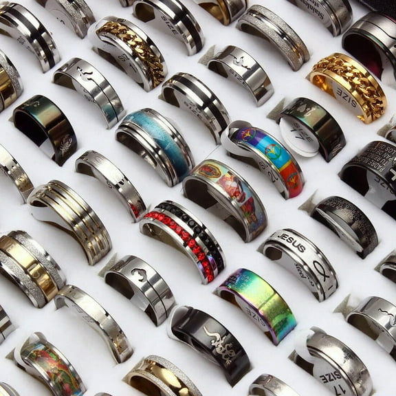 K-KED 50pcs MIX LOT Stainless Steel rings Wholesale Men Women Fashion Delicate Jewelry lot