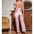 thumbnail image 4 of Defitshape Women's Satin Pajamas Soft Cowl Neck Cami Pants Lounge Set Loungewear 2 Piece Lightweight Silky Casual Sleeveless Pj Set Summer Sleepwear Peach Large, 4 of 4
