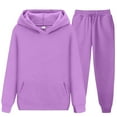 thumbnail image 3 of NAISIBABY Boys Girls Hoodie and Sweatpant Set, Long Sleeve Hooded Sweatshirt and Joggers Fall Winter Fleece Clothes 2-Piece Purple 10T, 3 of 5