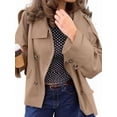 thumbnail image 4 of Trench-Coat Court pour Femmes, Veste Courte Décontractée à Double Boutonnage, Mode Automne, Khaki G, 4 of 9