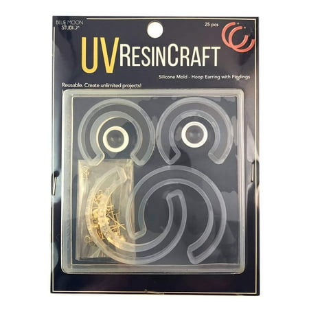 UPC: 0848364054228 | Blue Moon Studio™ UV Resin Craft Hoop Earrings with Findings Silicone Mold