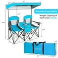 Goplus Outdoor Portable Folding Camping Chairs with Canopy Shade, Cup Cooler Holder, Blue
