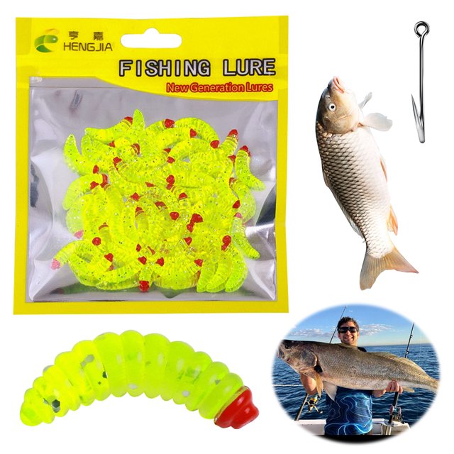 Señuelos Blandos Gusanos A Pescado Gusano Señuelo Pesca Suave Portátil para Lubina