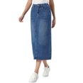 thumbnail image 4 of INSPIRE CHIC Denim Skirt for Women Elastic Waist Split Back Pockets Maxi Length Long Jean Skirts L Blue, 4 of 6