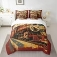 thumbnail image 2 of Castle Fairy Teens Vintage Railway Train Twin Bedding Sets 7-Piece,Abstract Retro Bedding Comforter Set Microfiber,Transportation Railway Railroad Breathable Sheet Sets,Lightweight Room Decor, 2 of 8