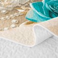 thumbnail image 5 of spefrowx Elegant Teal Rose Heart Quilt King for Women, Butterfly Beach Floral King Coverlet Set, 3-Piece, 5 of 7