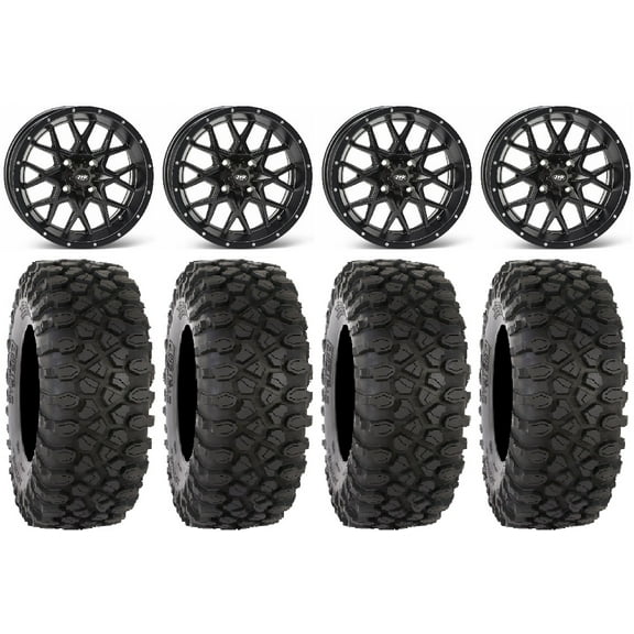 ITP Hurricane 14" Wheels Black 30" XC450 Tires Yamaha Viking Wolverine YXZ1000R CFMoto ZForce 950 UForce 1000