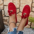 thumbnail image 2 of Rokment Women's Tassel Ballet Flat Dress Shoes Fringed Suede Wedges Low Heel Slip on Penny Loafers Comfortable Casual Walking Fashion Boho Beach Spring Fall 2026 Ladies Footwear Red Size 6, 2 of 6