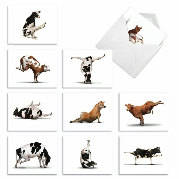 10 Thank You Note Cards Pack (4 x 5.12 Inch) - BOVINE NIRVANA M6545TYG