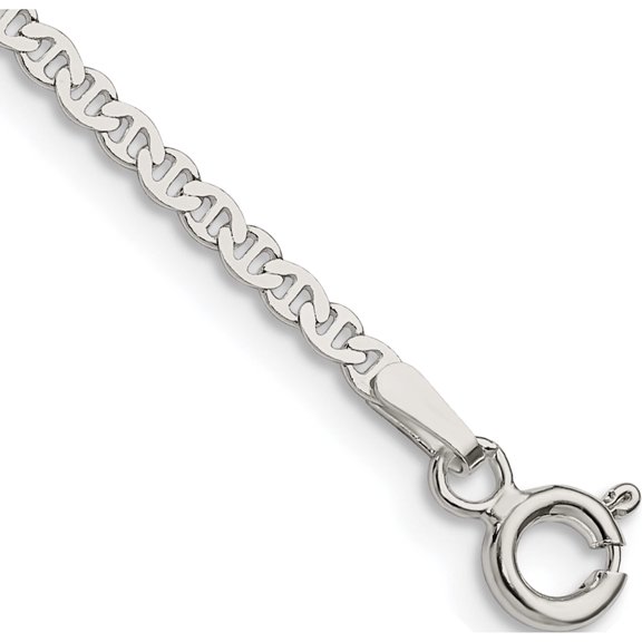 Sterling Silver 2.25mm Flat Anchor Chain Anklet (10 X 2.25) Made In Italy -Jewelry By Sweet Pea