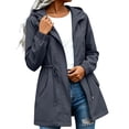 thumbnail image 2 of Rain Jacket Women Waterproof Windbreaker Rain Jackets Adjustable Waist Lightweight Casual Travel Rain Coats Hooded Outdoor Raincoat, 2 of 8